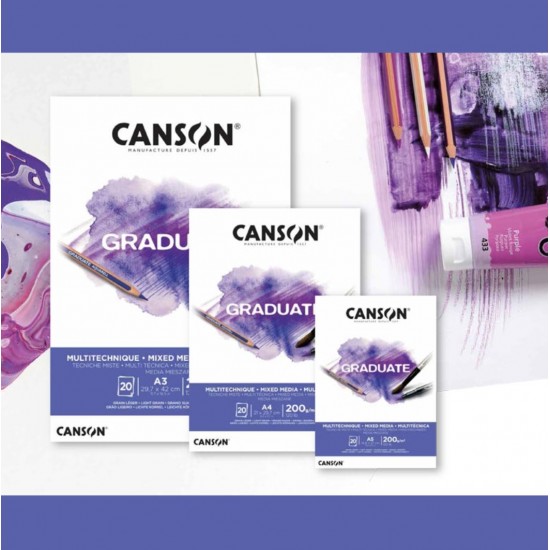 Canson Graduate Mixed Media White 200 GSM 20 SHEETS Canson Graduate Mixed Media White 200 GSM 20 SHEETS